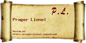 Prager Lionel névjegykártya